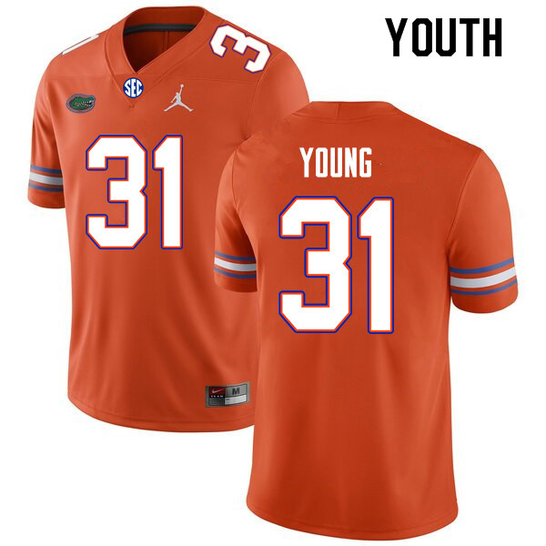 Youth #31 Jordan Young Florida Gators College Football Jerseys Sale-Orange